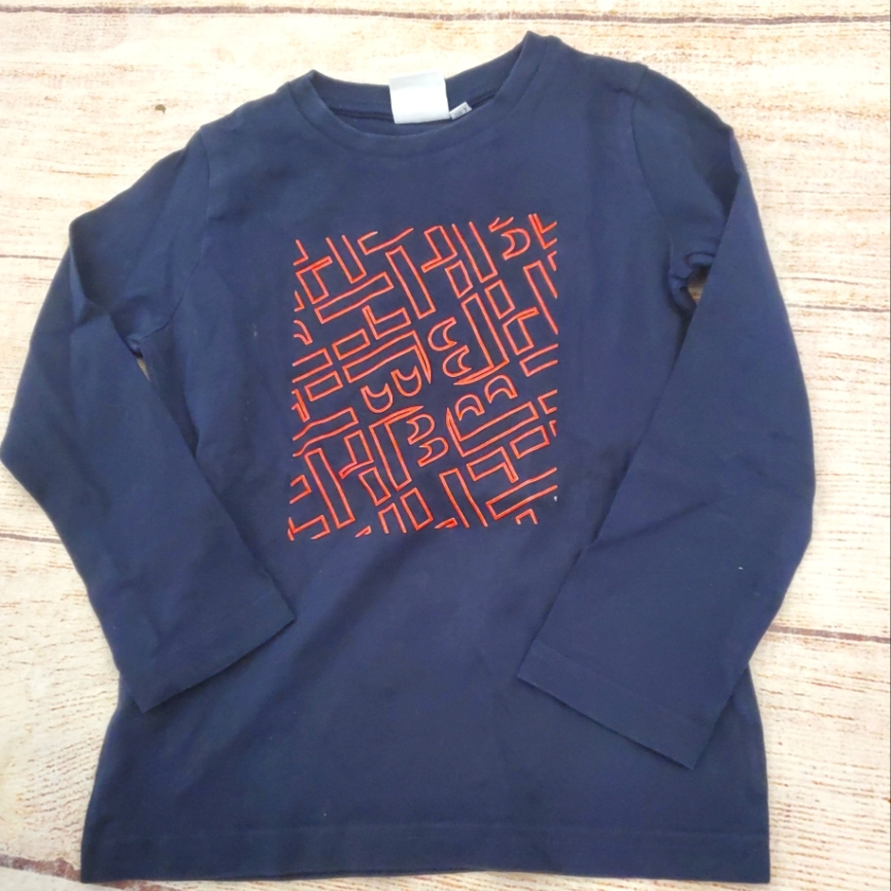 Hugo Boss navy blue long sleeve logo tshirt sz 8 slim fit